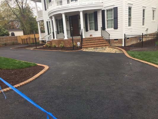 Custom Asphalt Driveway with Brick Edging